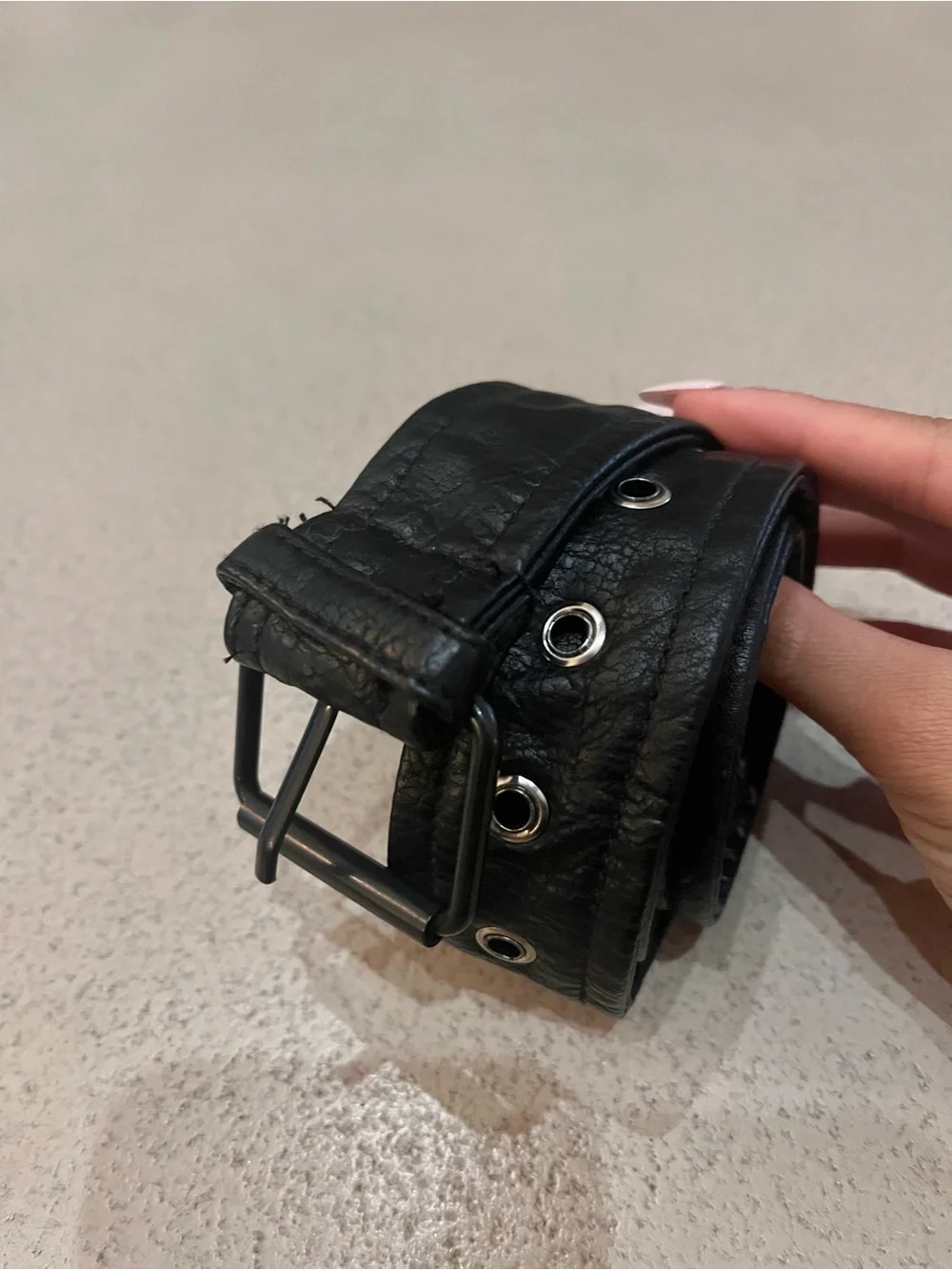 Classic Black Leather Belt with Silver Buckle